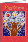 Happy Christmas- reindeer with baubles card