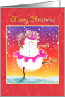 Merry Christmas - snowman dancing with tutu card