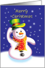 Merry Christmas, snowman with top hat card