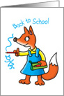 Back to School- cute little red girl fox with red pencil card