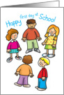 Happy first day at School- 5 cute little children card