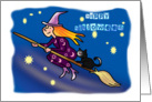 Happy Halloween-witch on broomstick card