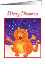 Merry Christmas-cat with snow card