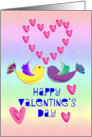 Happy Valentine’s Day- two love birds with hearts card