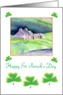 Happy St. Patrick’s Day- Shamrocks and traditional Irish Cottage card