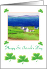 Happy St. Patrick’s Day- Shamrocks and traditional Irish Cottages card