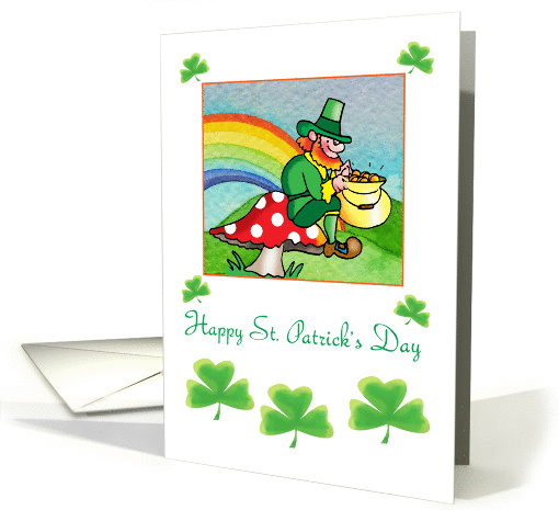 Saint Patrick's day- Irish Leprechuan shamrock and rainbow card