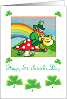 Saint Patrick’s day- Irish Leprechuan shamrock and rainbow card