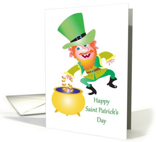 Saint Patrick's day with Irish Leprechaun and crock of gold card