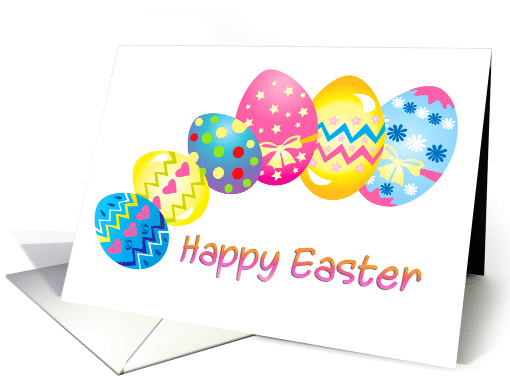 Happy Easter with decorated Easter eggs card (1361436)