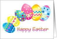 Happy Easter with decorated Easter eggs card