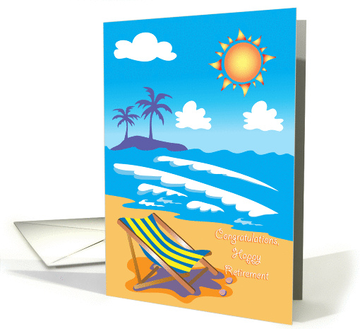 Congratulations, Happy retirement, beach with deckchair card (1361438)