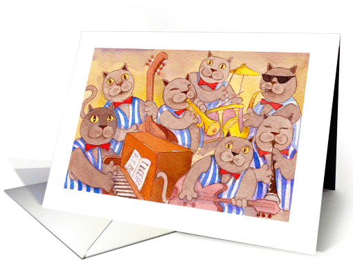Jazz cats, seven musical cats card (1361442)
