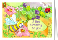 Happy Birthday,with bee and ladybird card