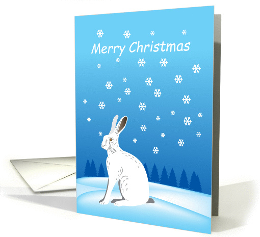 Merry Christmas- winter hare and snowflakes card (1391624)