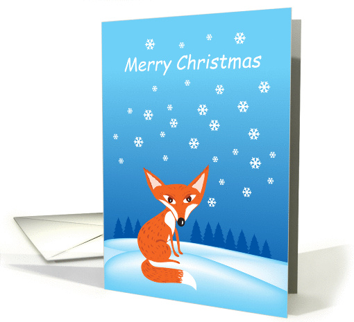 Merry Christmas- red fox and snowflakes card (1391628)