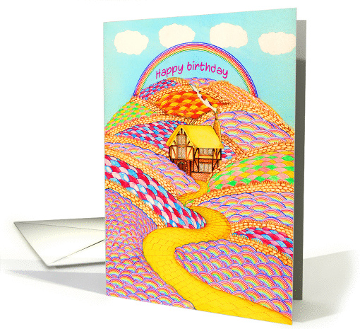 Happy Birthday Rainbow Cottage card (924041)