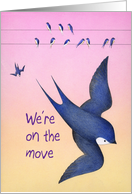 We’re on the move, flying birds card