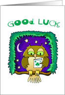 Good luck Cute Owl with Moon and Stars card