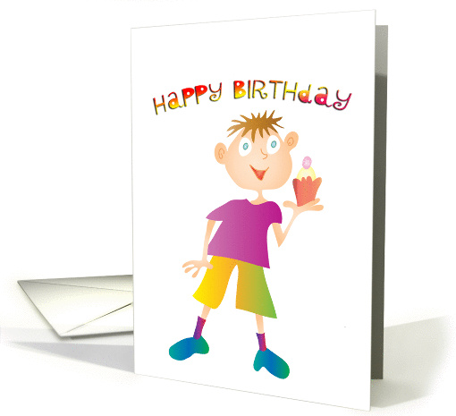 Happy Birthday Boy with cupcake card (937132)