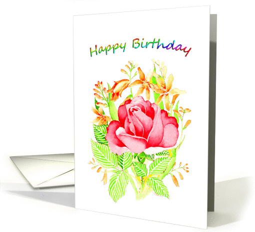 Happy Birthday Red rose card (937136)