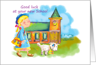 Good luck New School- little girl with lamb card