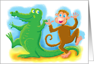 Happy Birthday- Monkey and crocodile card