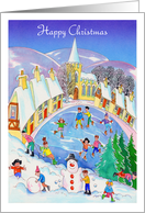 Happy Christmas- snowy village card