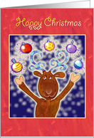 Happy Christmas- reindeer with baubles card