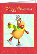 Happy Christmas- reindeer skating card