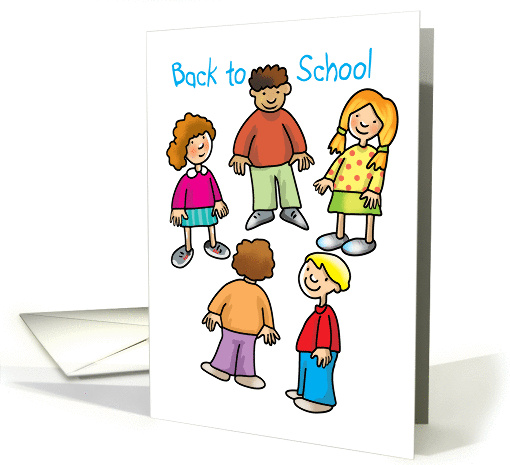 Back to School- five happy children card (949263)