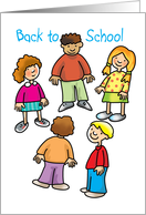 Back to School- five happy children card