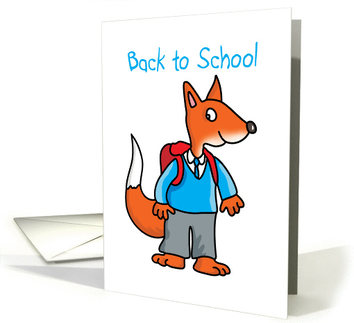 Back to School- cute little red fox with red rucksack card (949264)