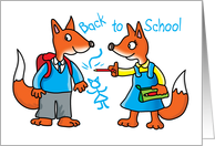 Back to School- 2 cute little red foxes card