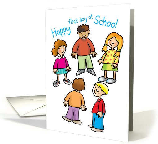 Happy first day at School- 5 cute little children card (949625)