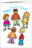 Happy first day at School- 5 cute little children card