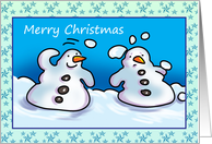 Merry Christmas-Snowmen snowball fight card