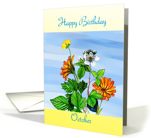 Happy Birthday-October marigolds card (959025)