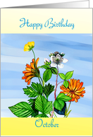 Happy Birthday-October marigolds card