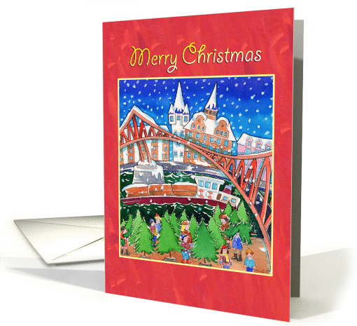 Merry Christmas-Traditional Christmas tree market card (962637)