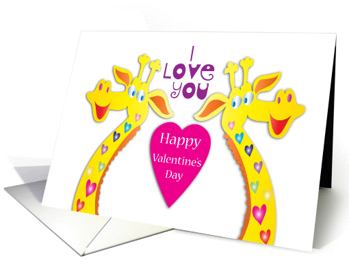 Happy Valentine's Day- I love you-two giraffes card (972615)