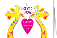 Happy Valentine’s Day- I love you-two giraffes card