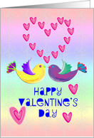 Happy Valentine’s Day- two love birds with hearts card