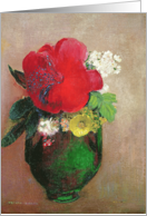 Birthday The Red Poppy (oil on canvas) by Odilon Redon Fine Art card