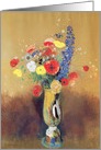 Wild flowers in a Long-necked Vase, c.1912 (pastel on paper) by Odilon Redon, Fine Art Valentines card