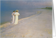 Summer Evening on the Skagen Southern Beach with Anna Ancher and Marie Kroyer, 1893 (oil on canvas) by Peder Severin Kroyer, Fine Art Valentines card