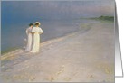 Summer Evening on the Skagen Southern Beach with Anna Ancher and Marie Kroyer, 1893 (oil on canvas) by Peder Severin Kroyer, Fine Art Valentines card