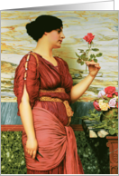 A red, red rose (c 19th Cent.) by John William Godward, Fine Art Blank Note Card