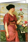 A red, red rose (c 19th Cent.) by John William Godward, Fine Art Blank Note Card