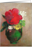 The Red Poppy (oil on canvas) by Odilon Redon, Fine Art Blank Note Card